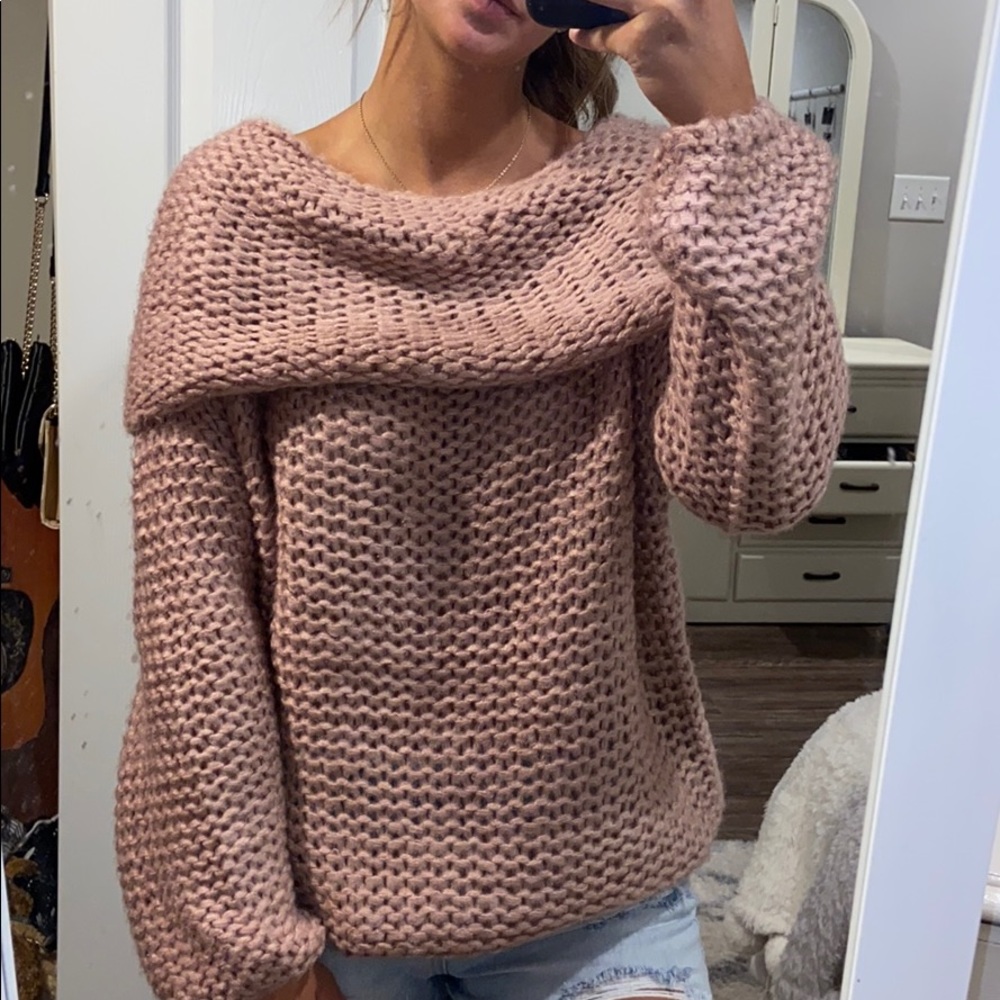 pink knitted sweater